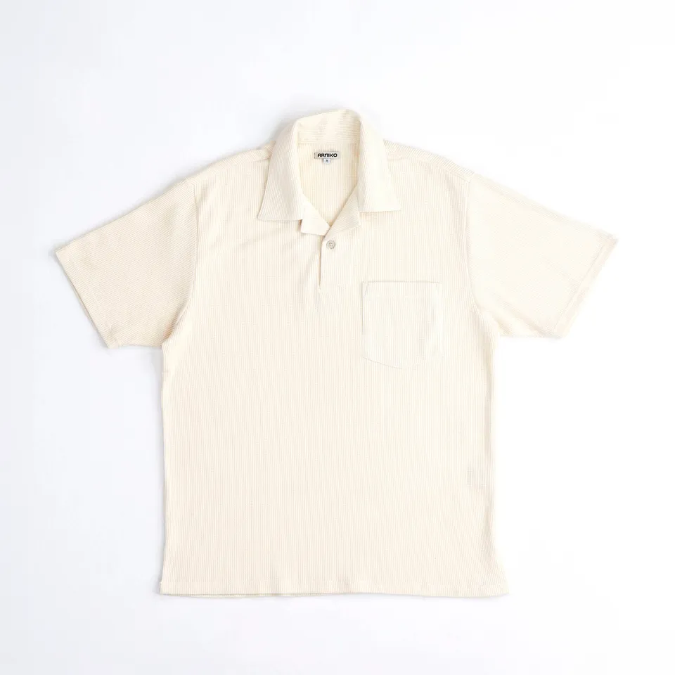 arniko-cricket-polo-off-white-waffle-poloshirt image 1