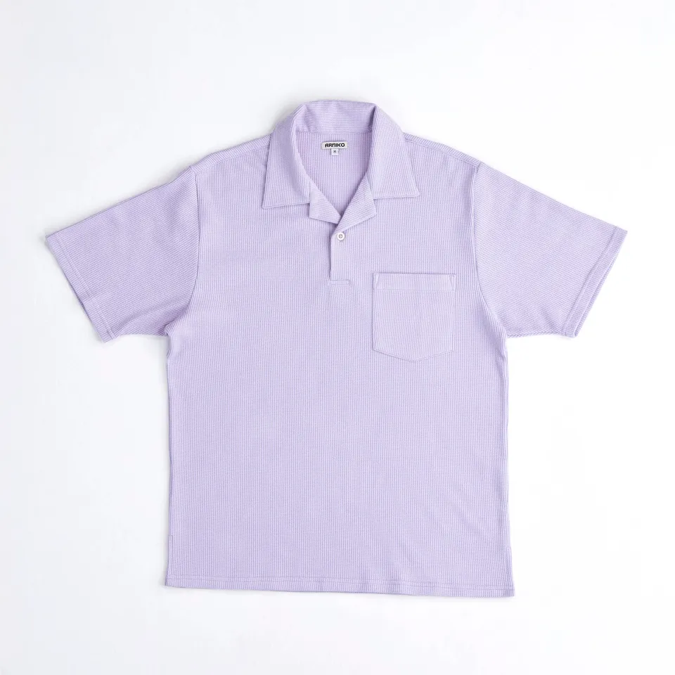 arniko-cricket-polo-violet-blue-waffle-baumwolle image 1