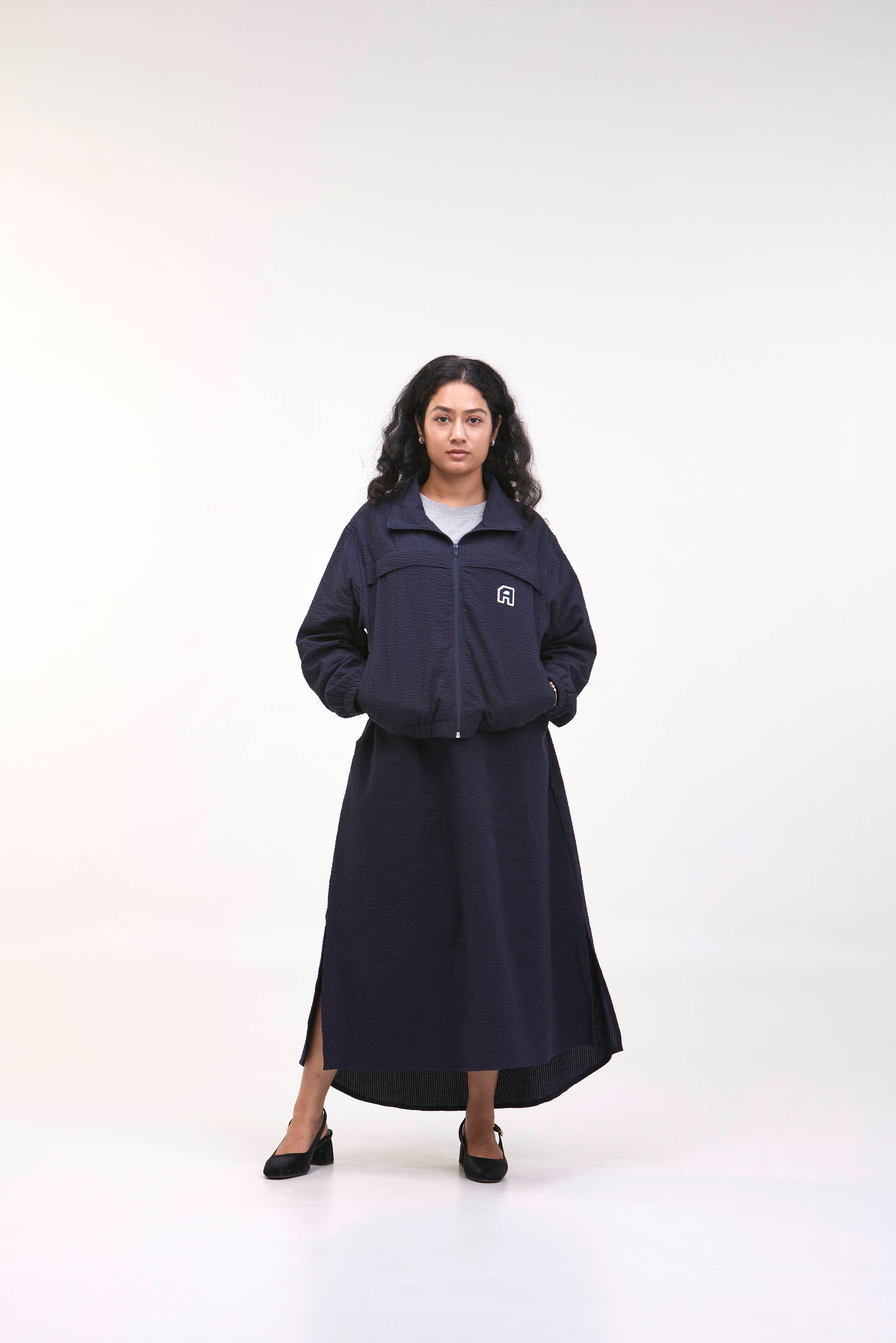 arniko-skirts-valerie-navy-seersucker-rock-damen-bio-baumwolle image 4