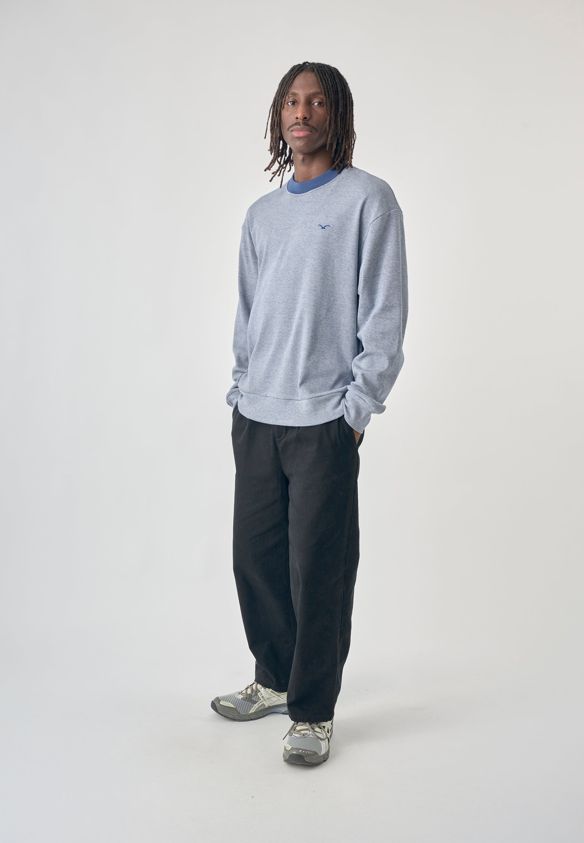 cleptomanicx-ligull-mini-stripe-boxy-crewneck-sweatshirt image 3