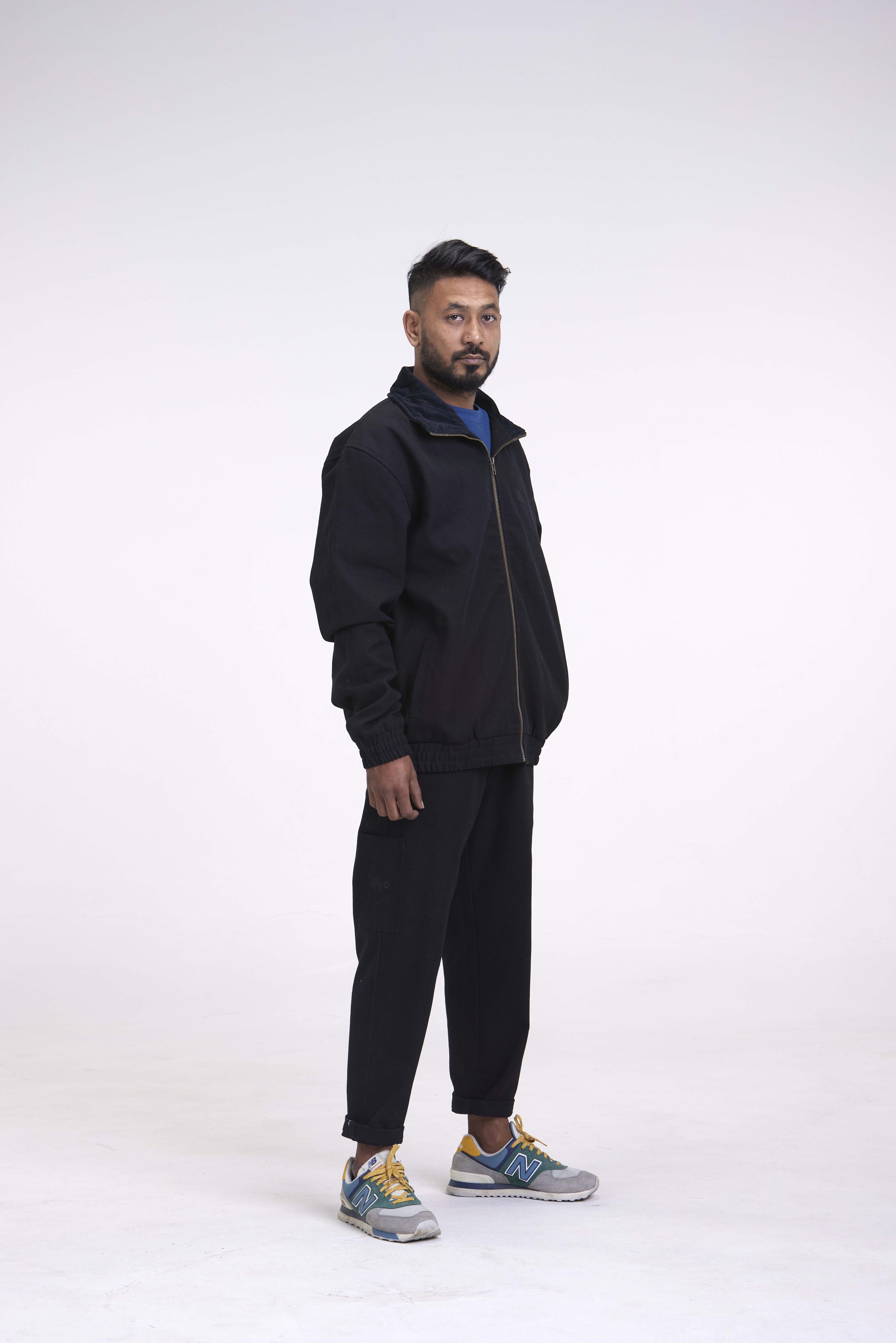 arniko-bheda-black-canvas-jacke-ohne-patch image 2