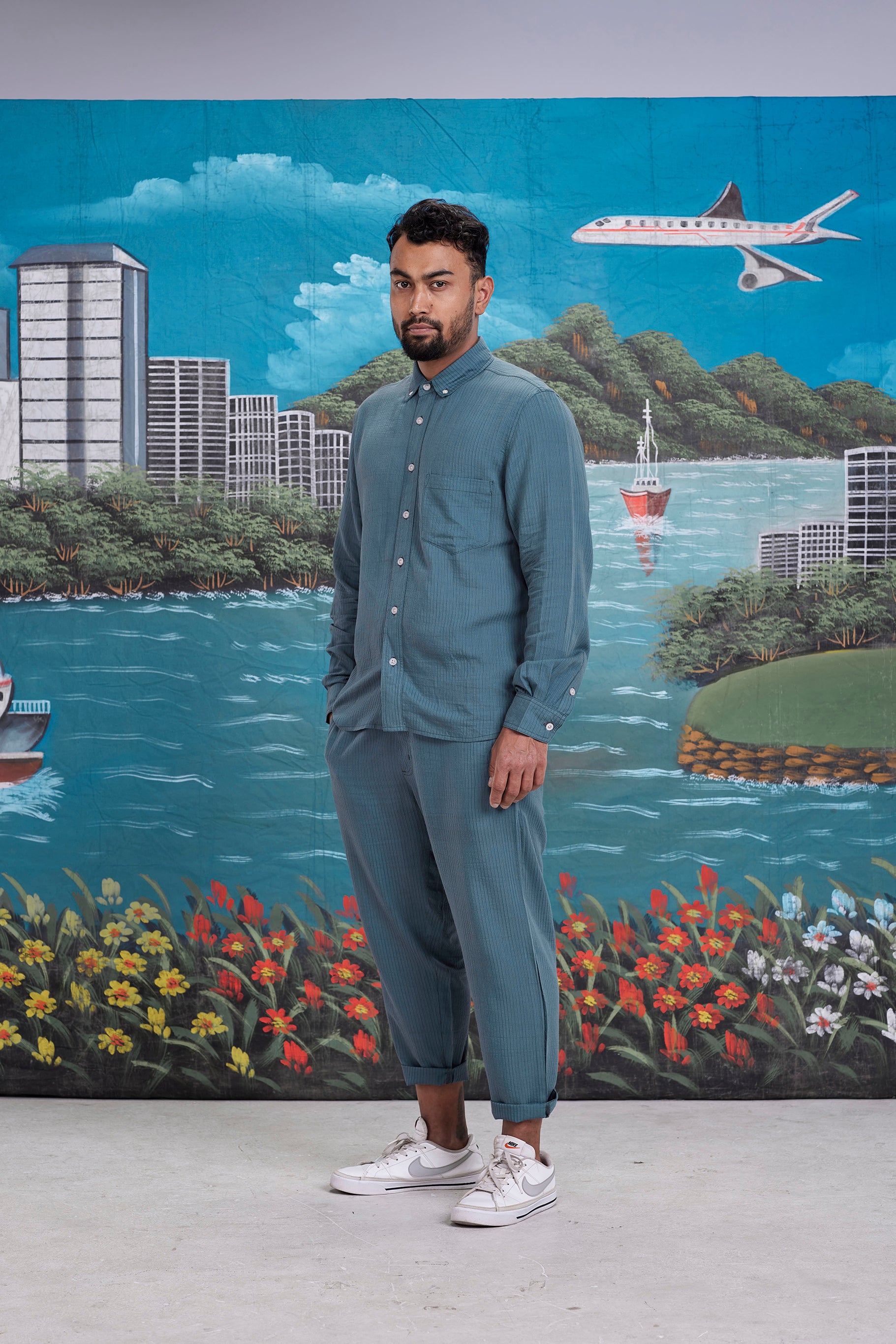 arniko-durga-hemd-banana-teal-herren-button-down image 2