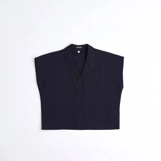 arniko-nuru-navy-seersucker-weste-bio-baumwolle image 1