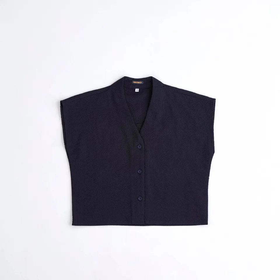 arniko-nuru-navy-seersucker-weste-bio-baumwolle image 1
