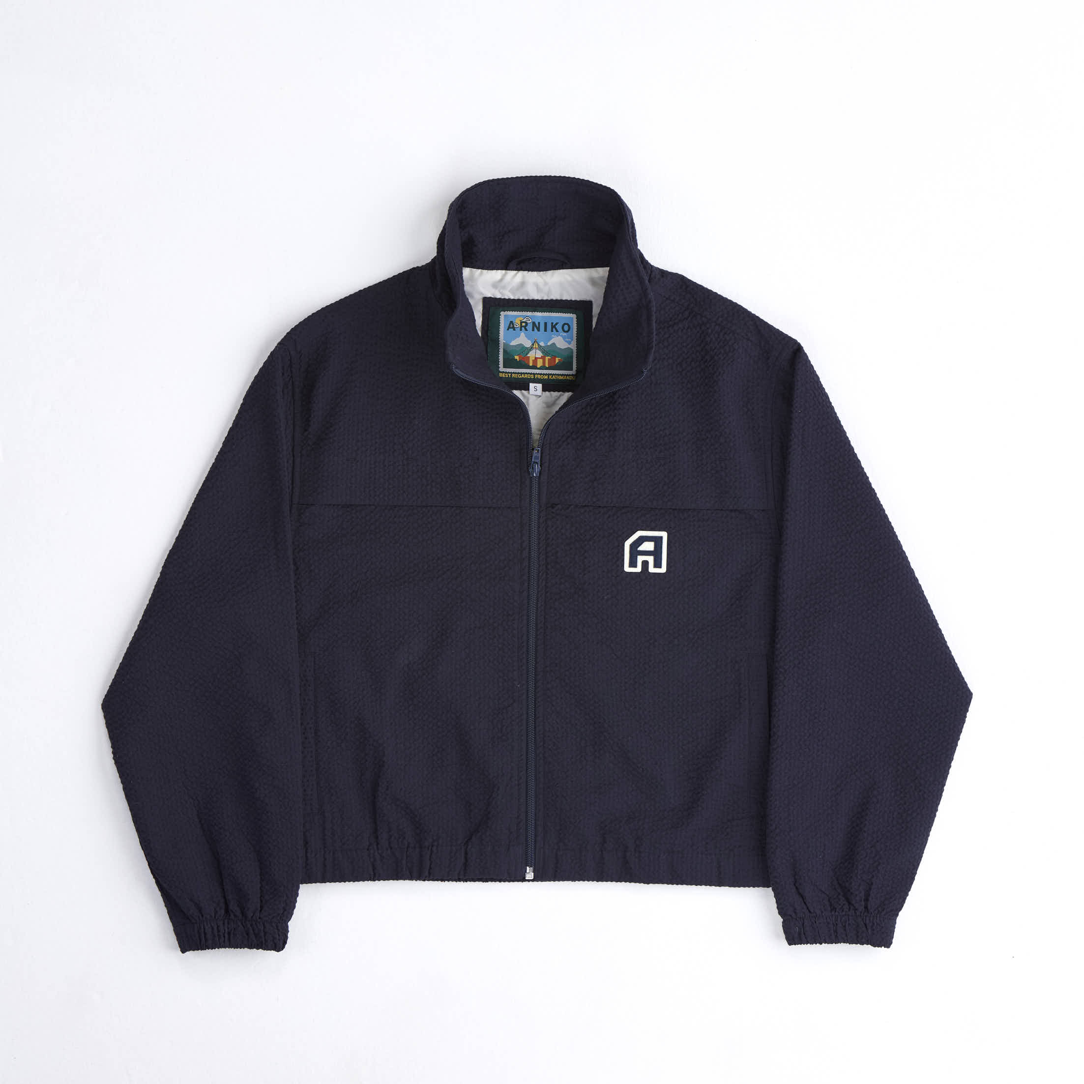 arniko-nannini-jacke-damen-navy-seersucker image 1