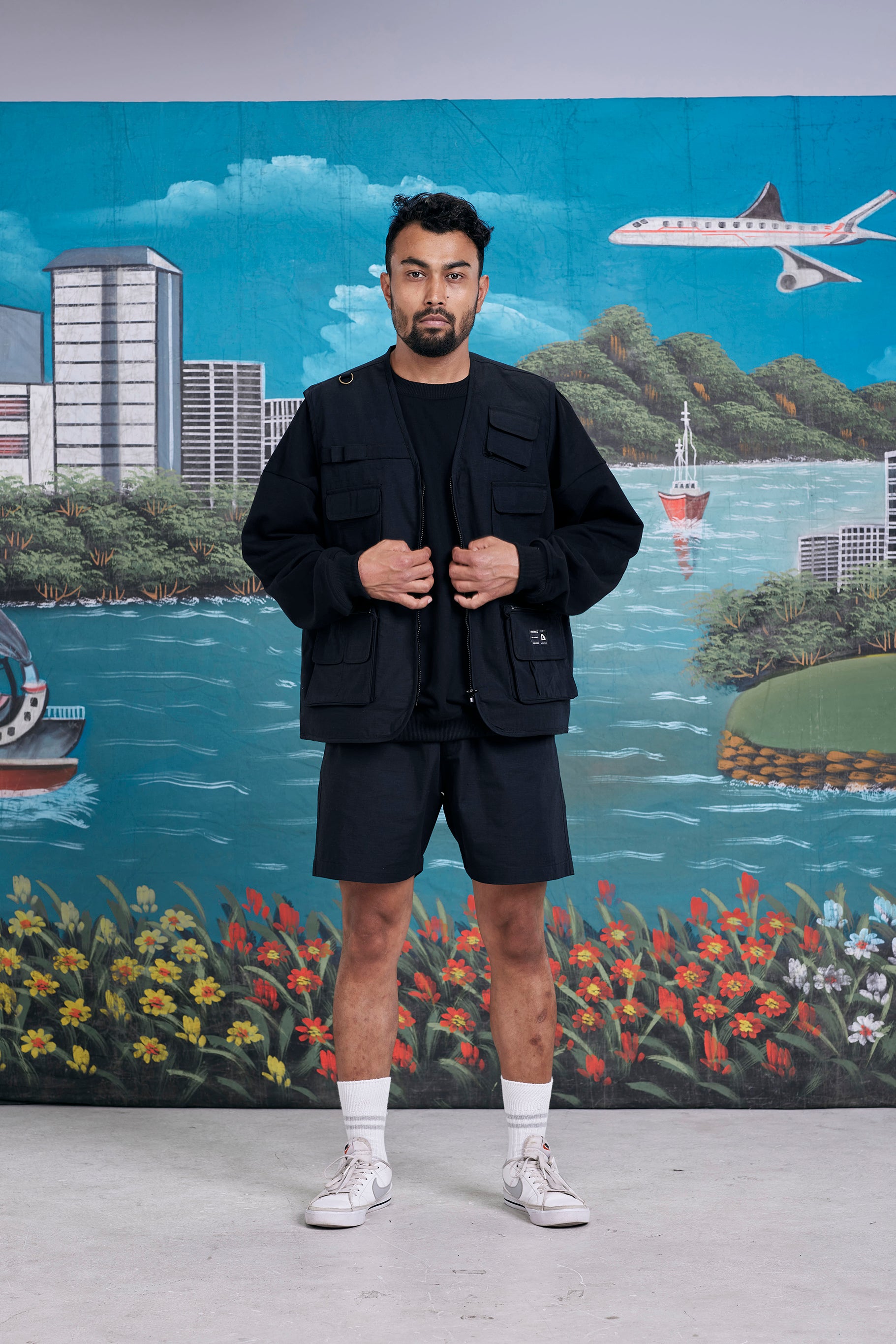arniko-ray-black-ripstop-weste-schwarz-bio-baumwolle image 4