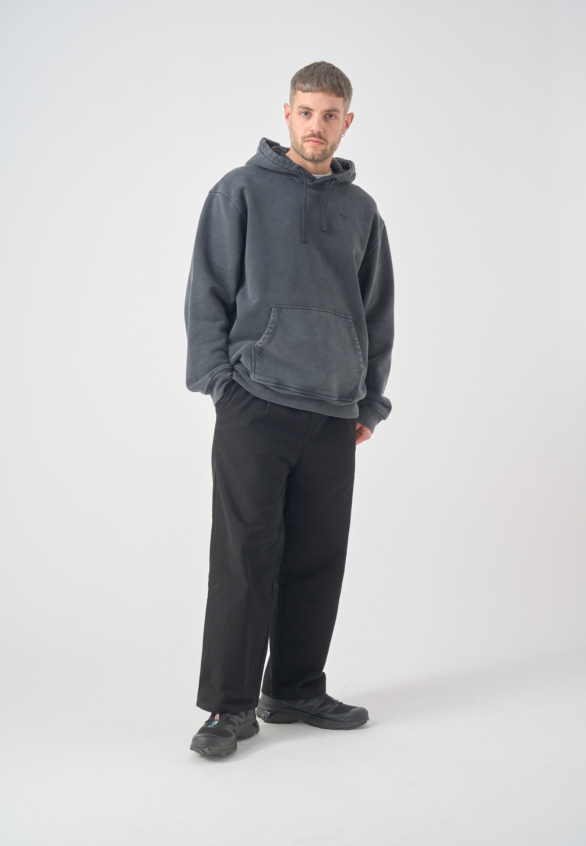cleptomanicx-ligull-washed-boxy-hooded-hoodie image 2