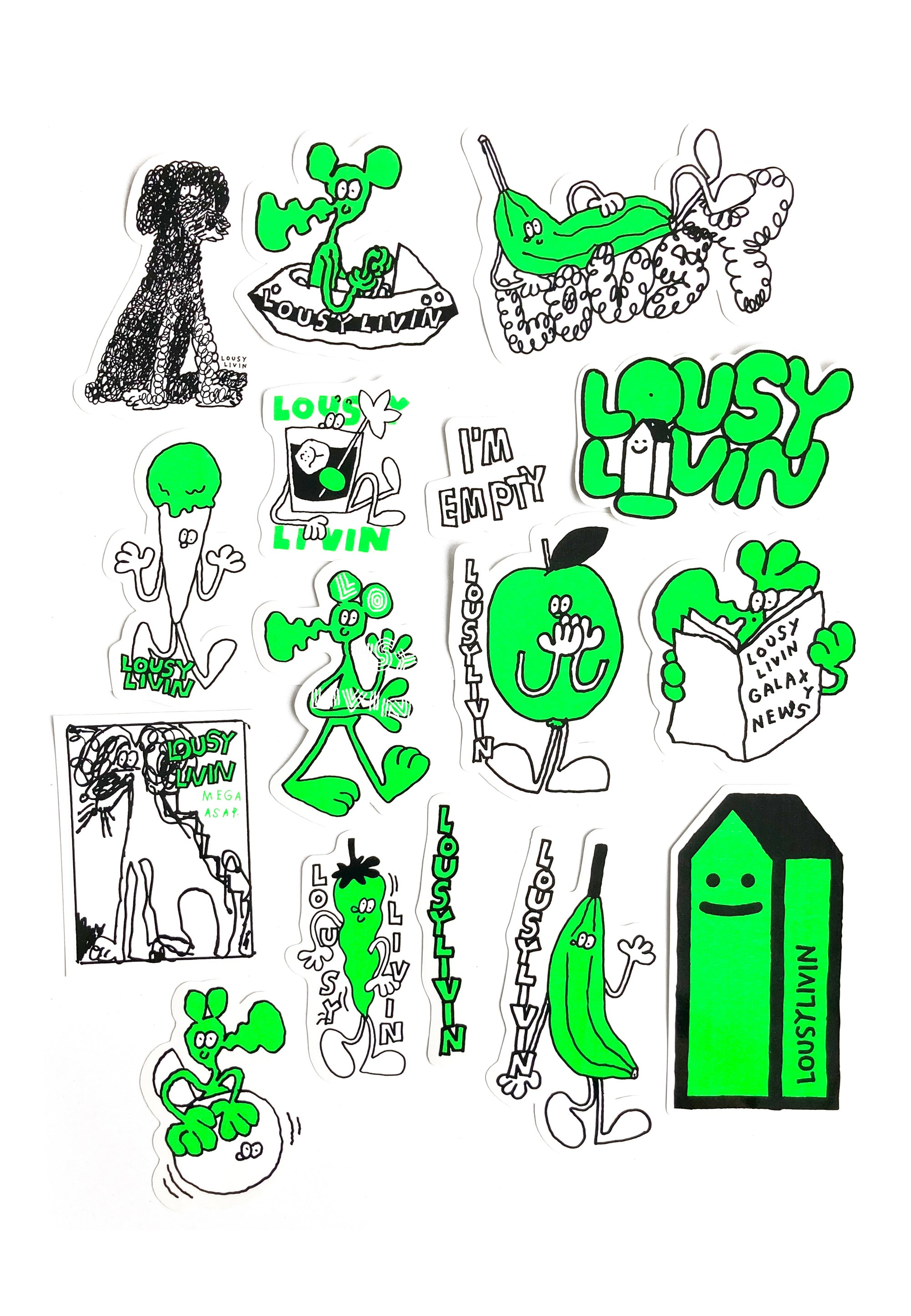 cleptomanicx-outer-space-sticker-set-aufkleber-12-teilig-transparent image 2