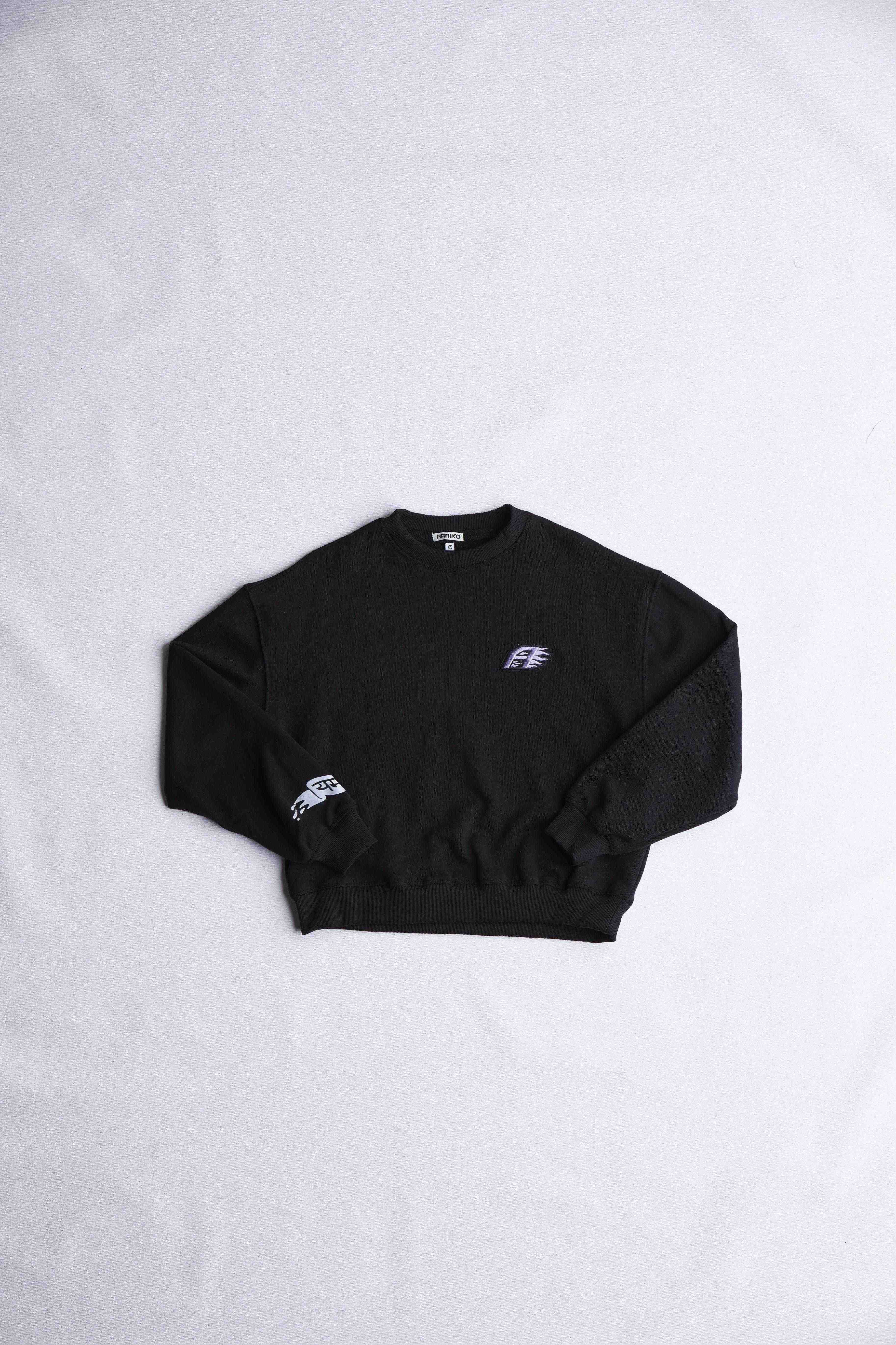arniko-yama-black-sweater-schwarz-bio-baumwolle image 1