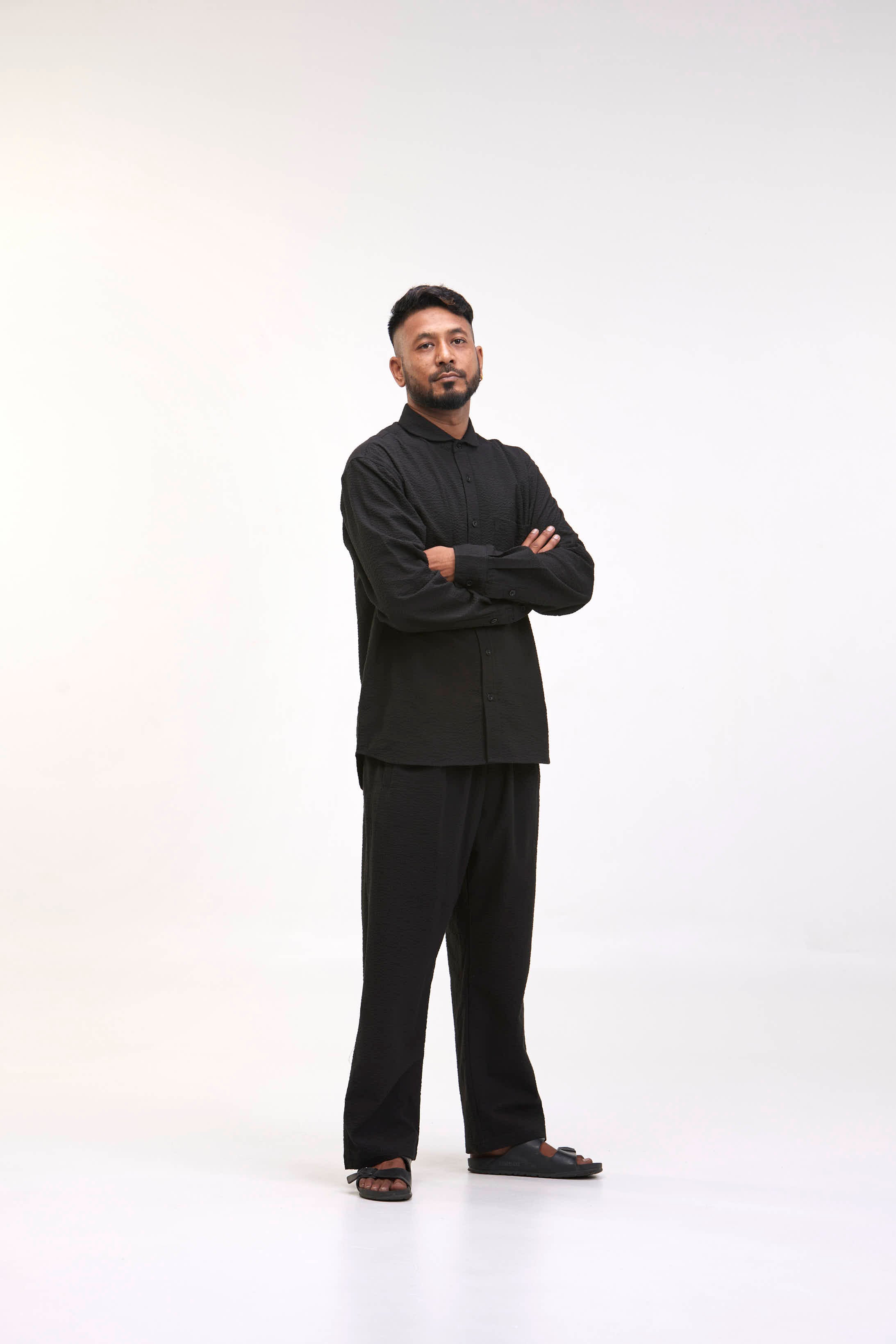 arniko-durga-hemd-schwarz-seersucker-herren-bio image 5