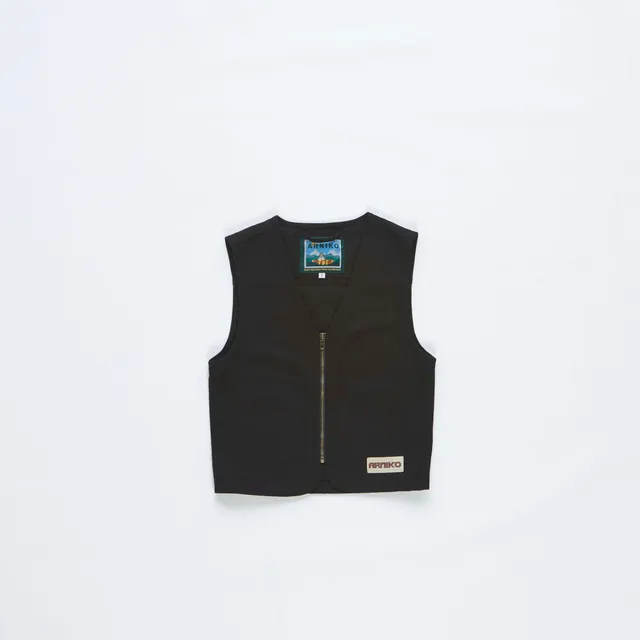 arniko-nuru-zip-weste-damen-schwarz-canvas-bio-baumwolle image 1