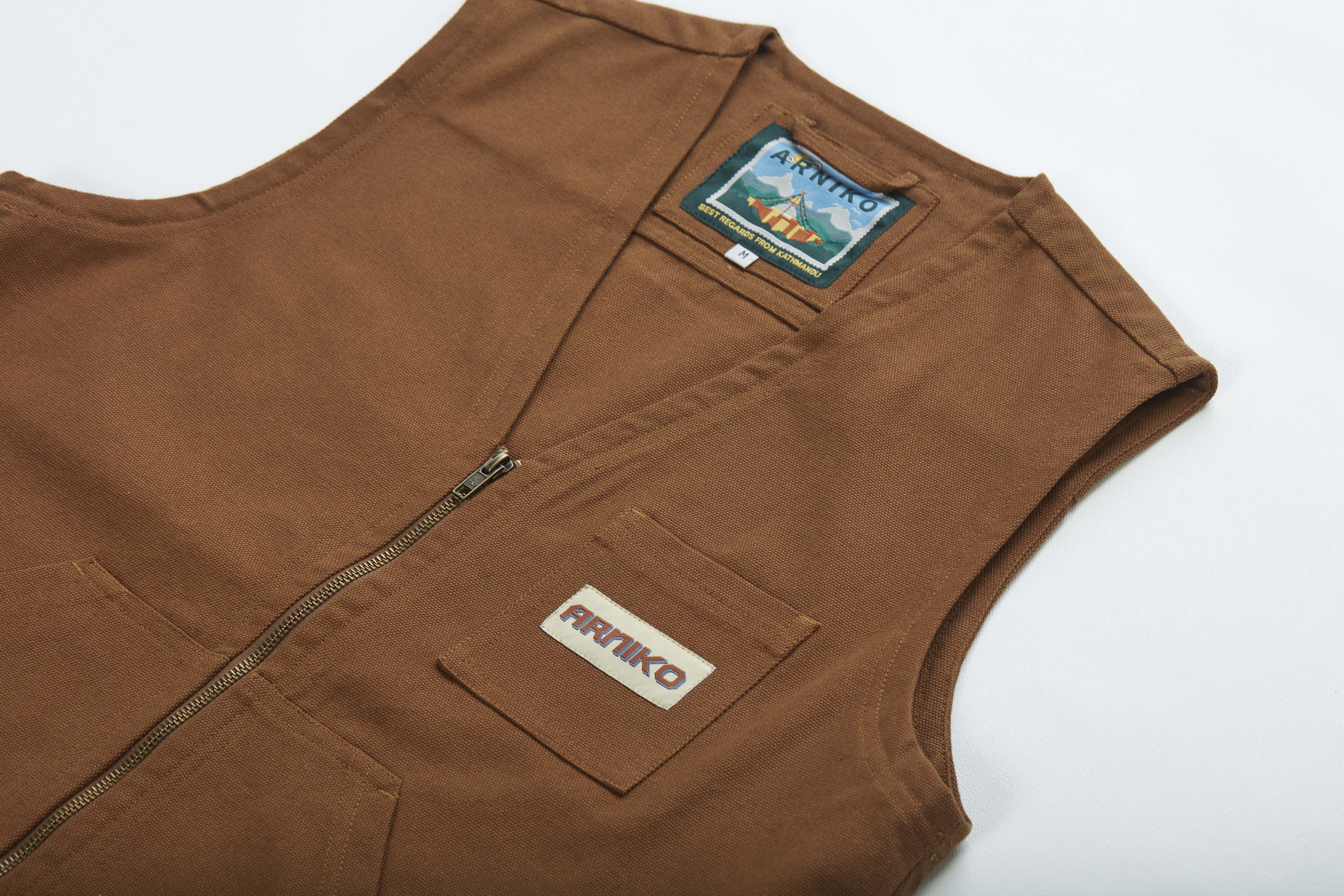 arniko-ray-zip-weste-tawny-canvas-herren-bio image 3