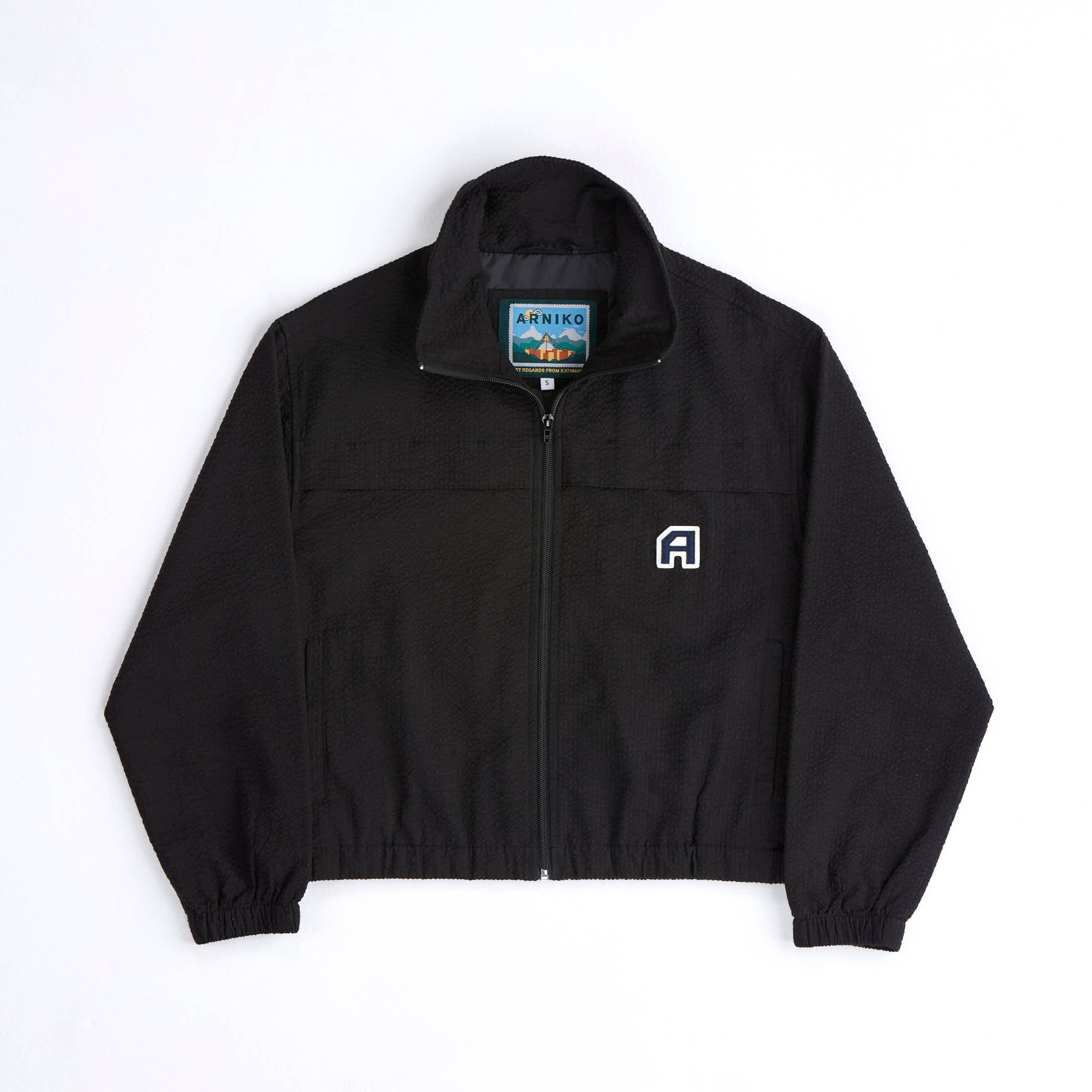 arniko-nannini-black-seersucker-jacke-damen-bio-baumwolle image 1