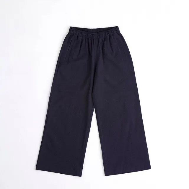 arniko-rosa-hose-damen-navy-seersucker-bio-baumwolle image 1