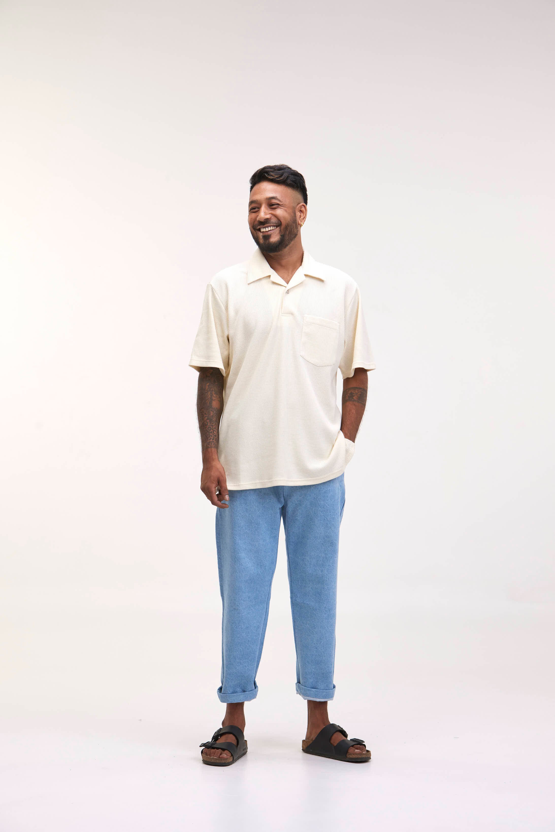arniko-cricket-polo-off-white-waffle-poloshirt image 3