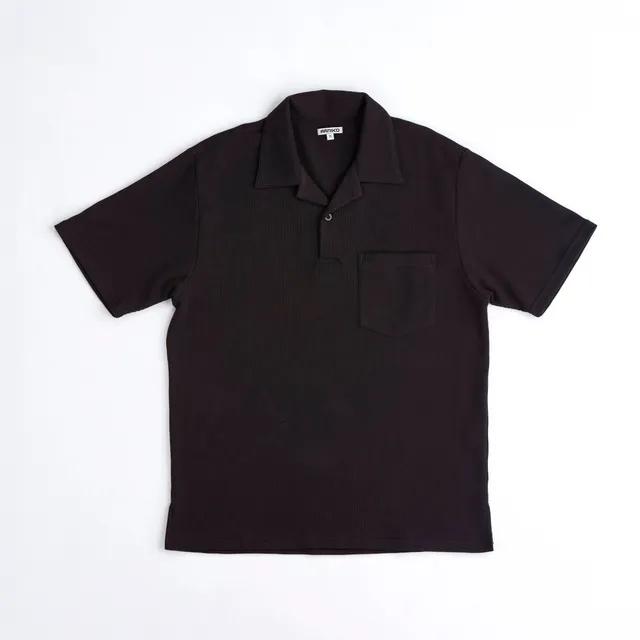arniko-cricket-polo-schwarz-waffle-baumwolle-herren image 1