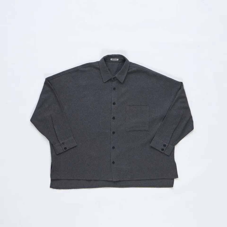 arniko-tahira-hemd-schwarz-melange-flanell-oversize image 1