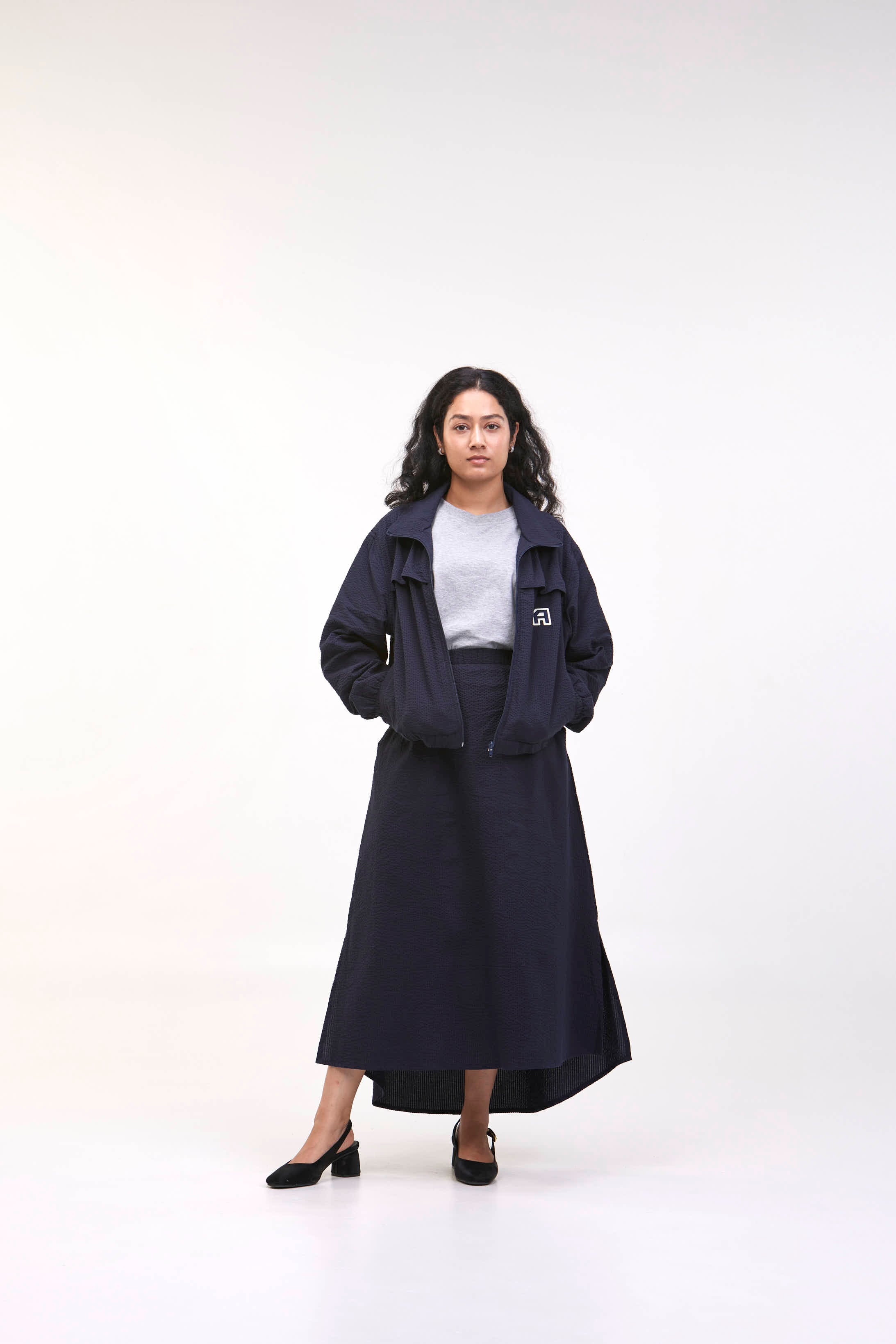 arniko-skirts-valerie-navy-seersucker-rock-damen-bio-baumwolle image 3
