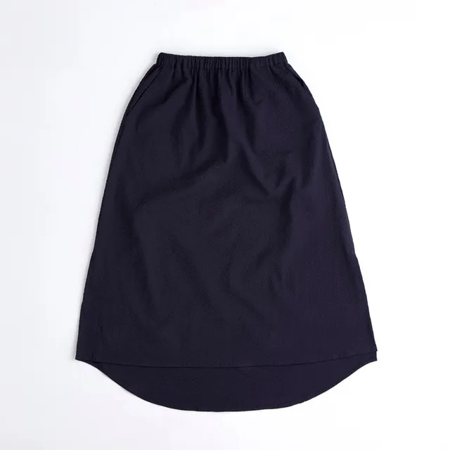 arniko-skirts-valerie-navy-seersucker-rock-damen-bio-baumwolle image 1
