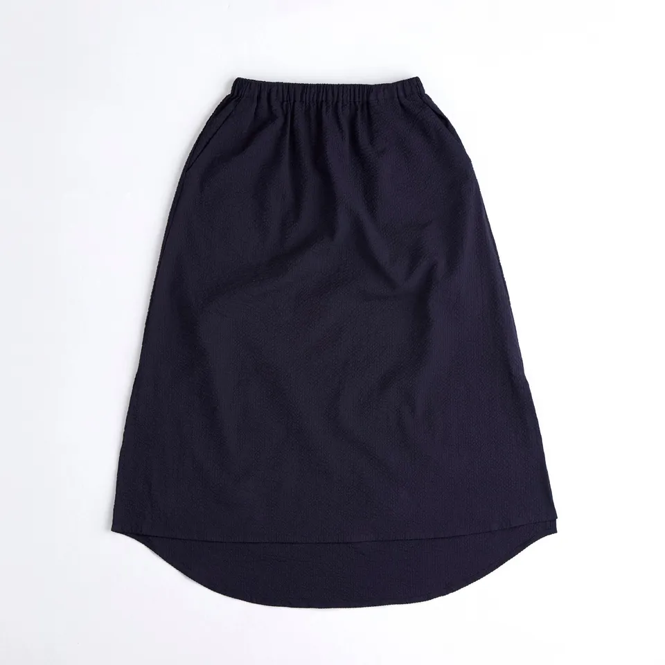 arniko-skirts-valerie-navy-seersucker-rock-damen-bio-baumwolle image 1