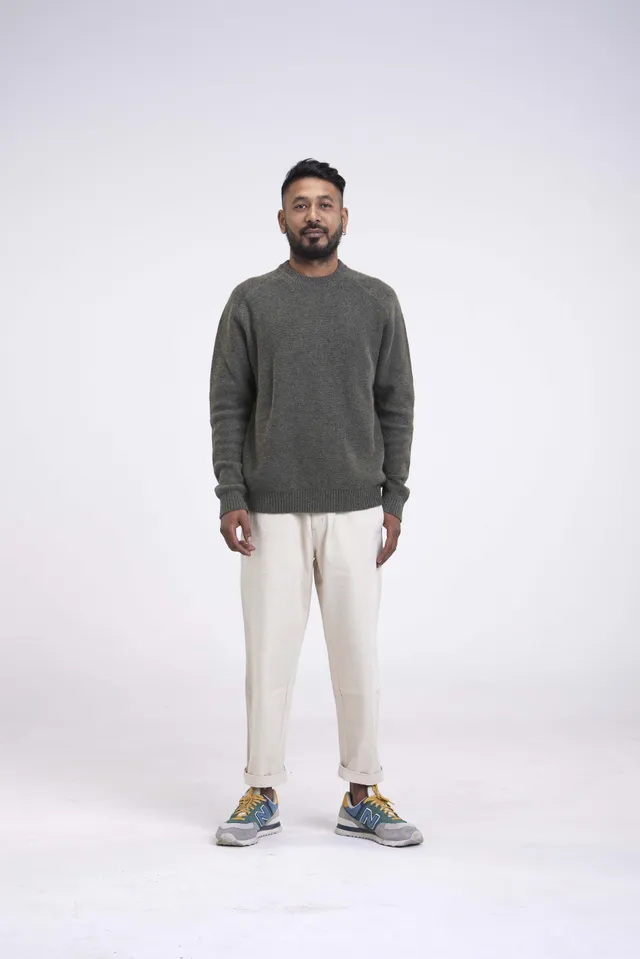 arniko-pravin-strickpullover-moosgr-n-merino-kaschmir-unisex image 1