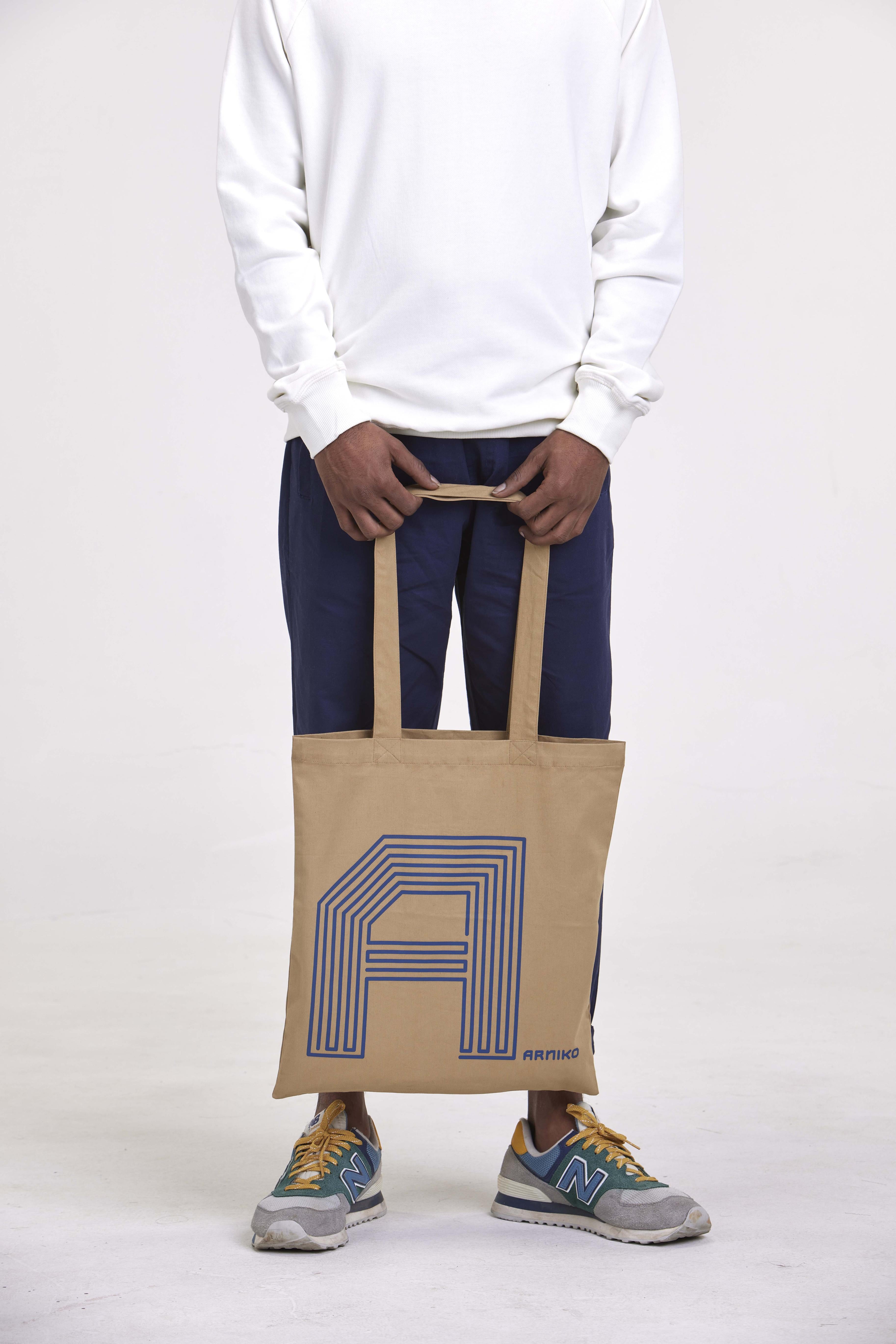 arniko-maze-print-tote-bag-creme-baumwolle image 1