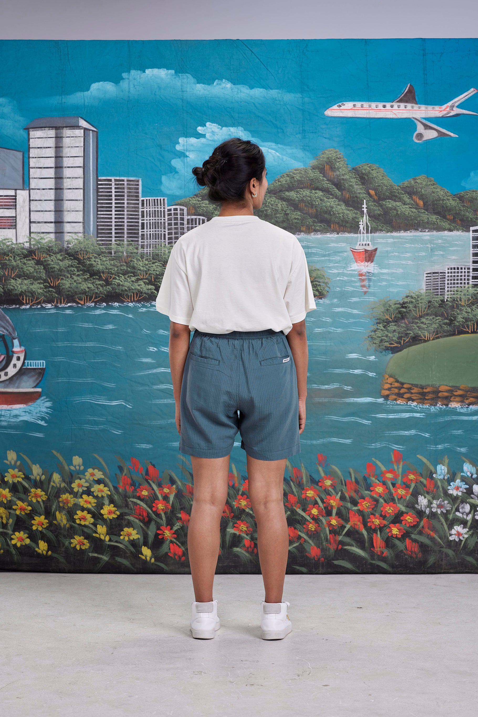 arniko-rishi-shorts-kurze-hose-banana-teal-unisex image 3
