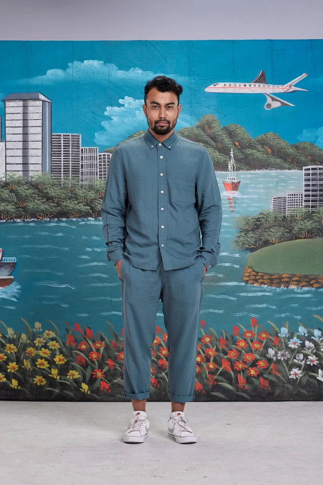 arniko-durga-hemd-banana-teal-herren-button-down image 1
