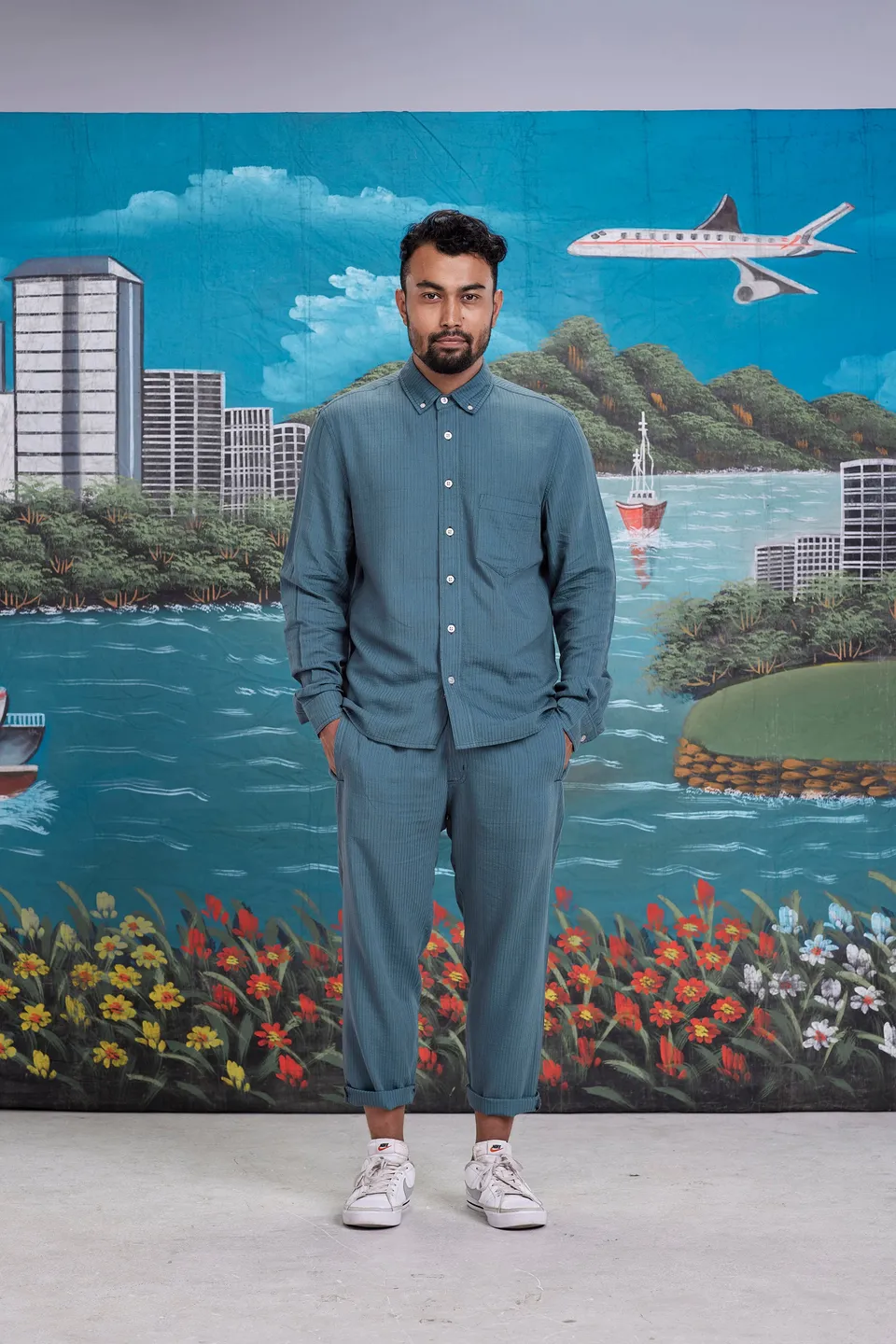 arniko-durga-hemd-banana-teal-herren-button-down image 1
