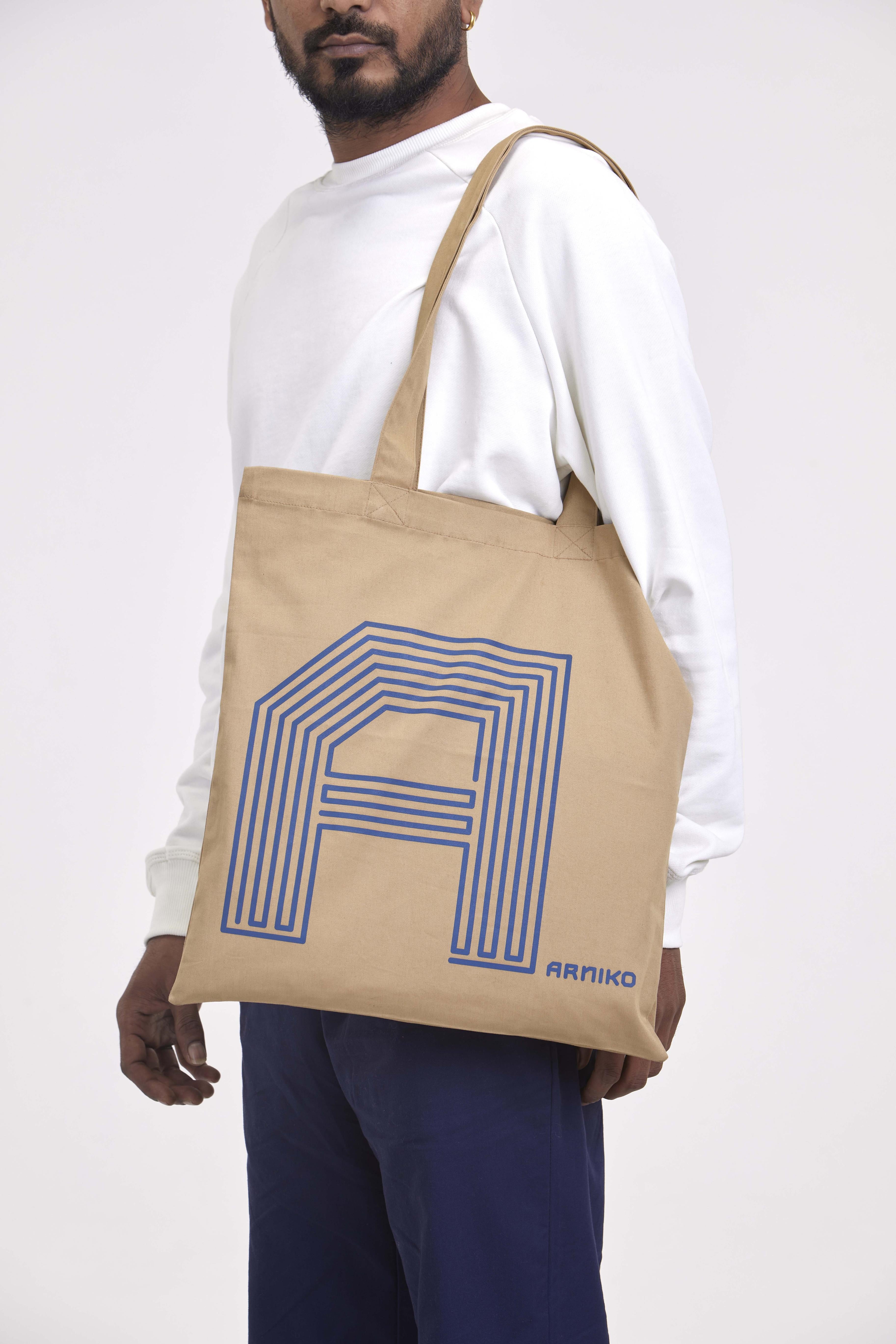 arniko-maze-print-tote-bag-creme-baumwolle image 2