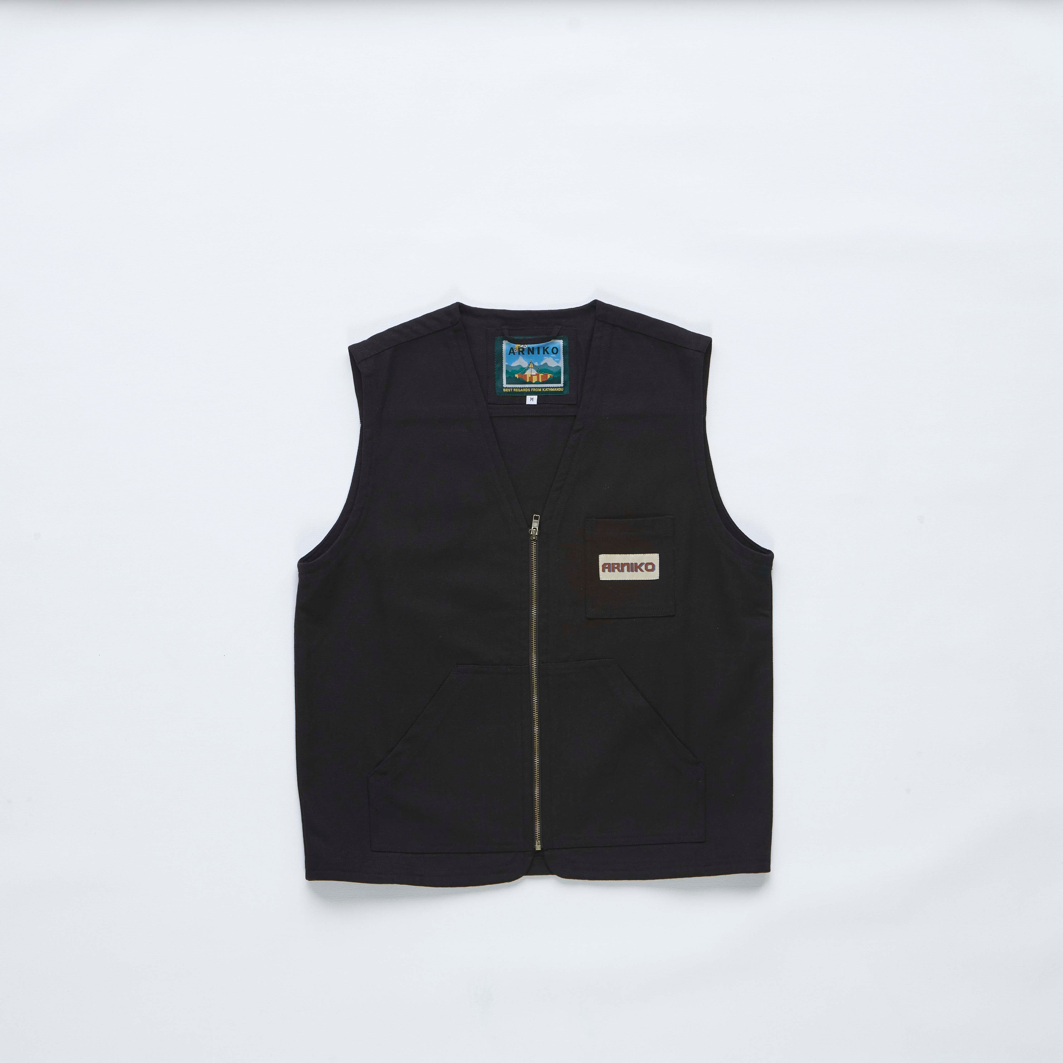 arniko-ray-weste-canvas-schwarz-herren-bio-baumwolle image 1