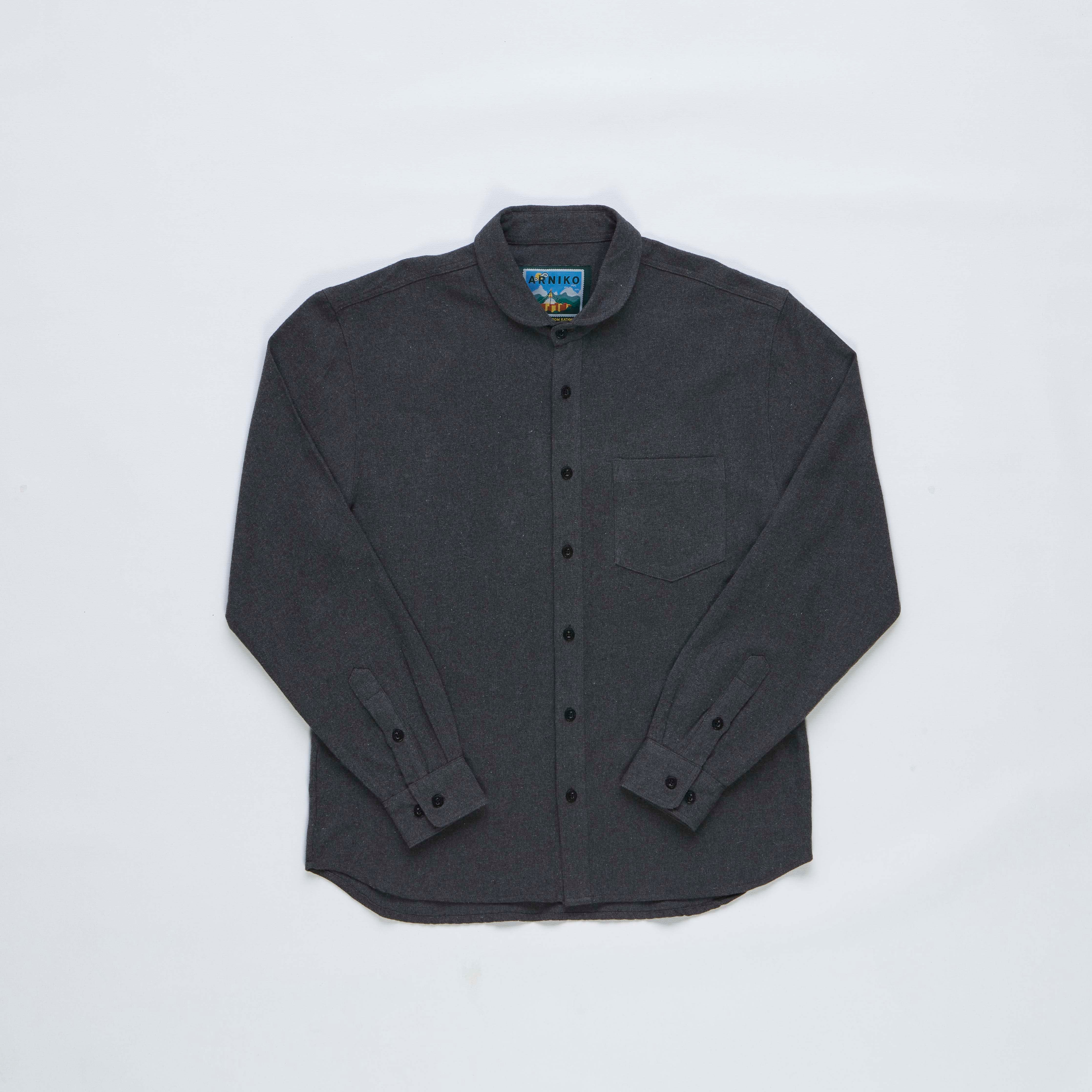 arniko-shirts-durga-hemd-black-melange-flanell-bio image 1