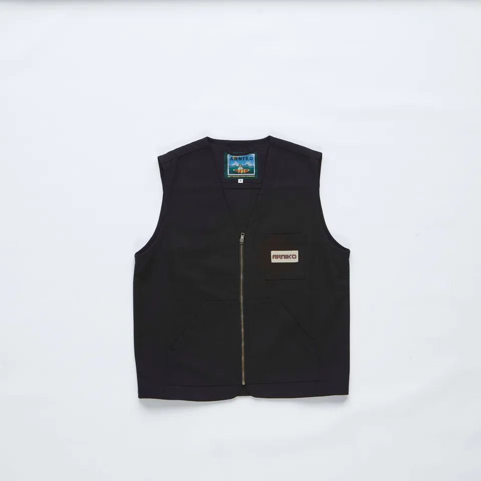 arniko-ray-weste-canvas-schwarz-herren-bio-baumwolle image 1