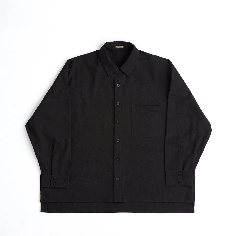 arniko-tahira-hemd-black-seersucker-oversize-damen image 1