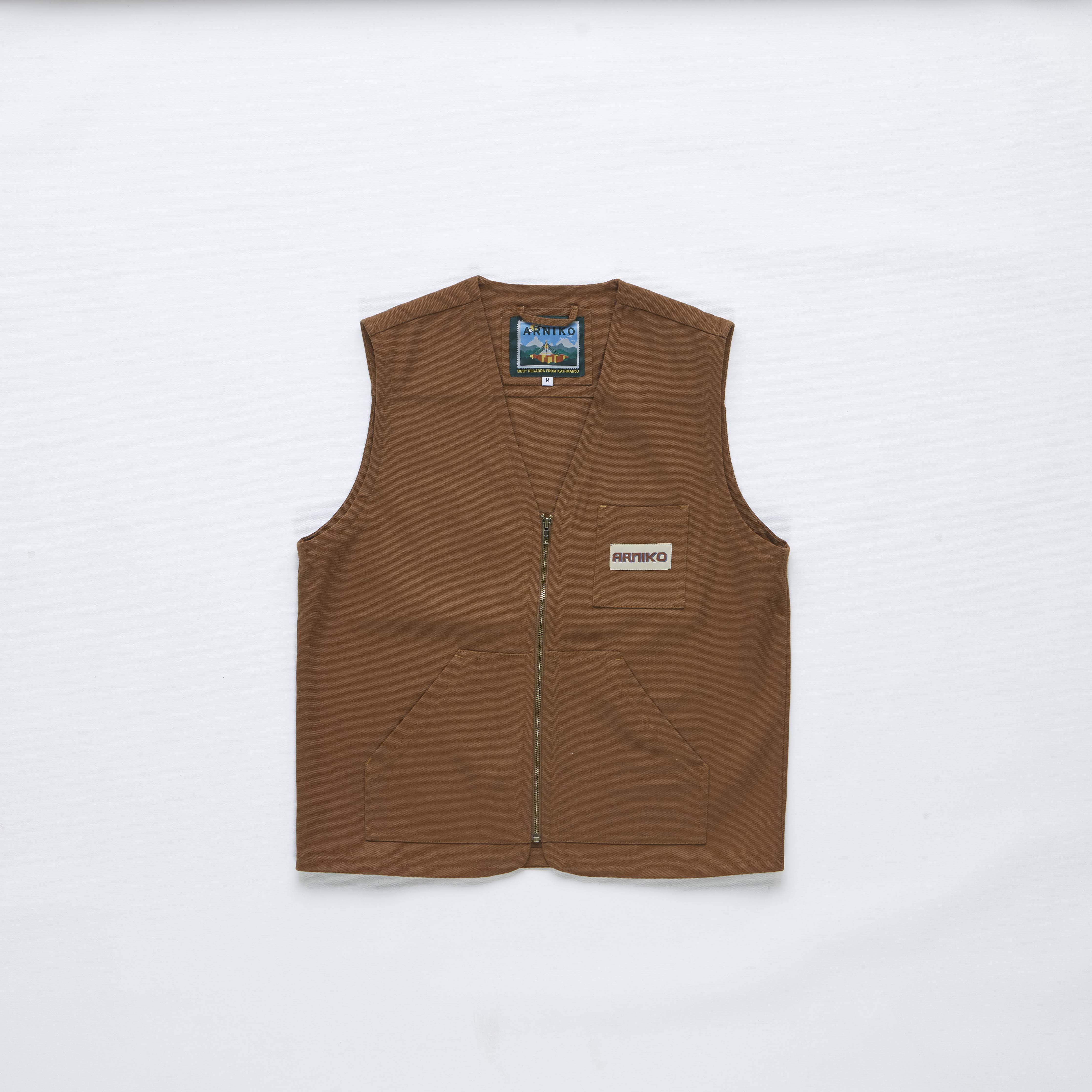 arniko-ray-zip-weste-tawny-canvas-herren-bio image 1