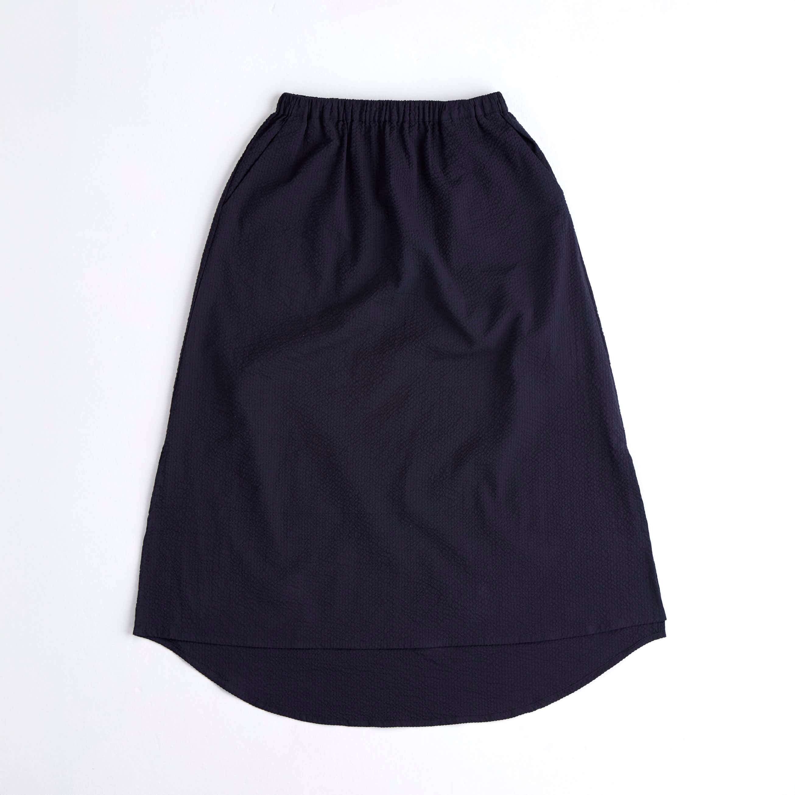 arniko-skirts-valerie-navy-seersucker-rock-damen-bio-baumwolle image 1