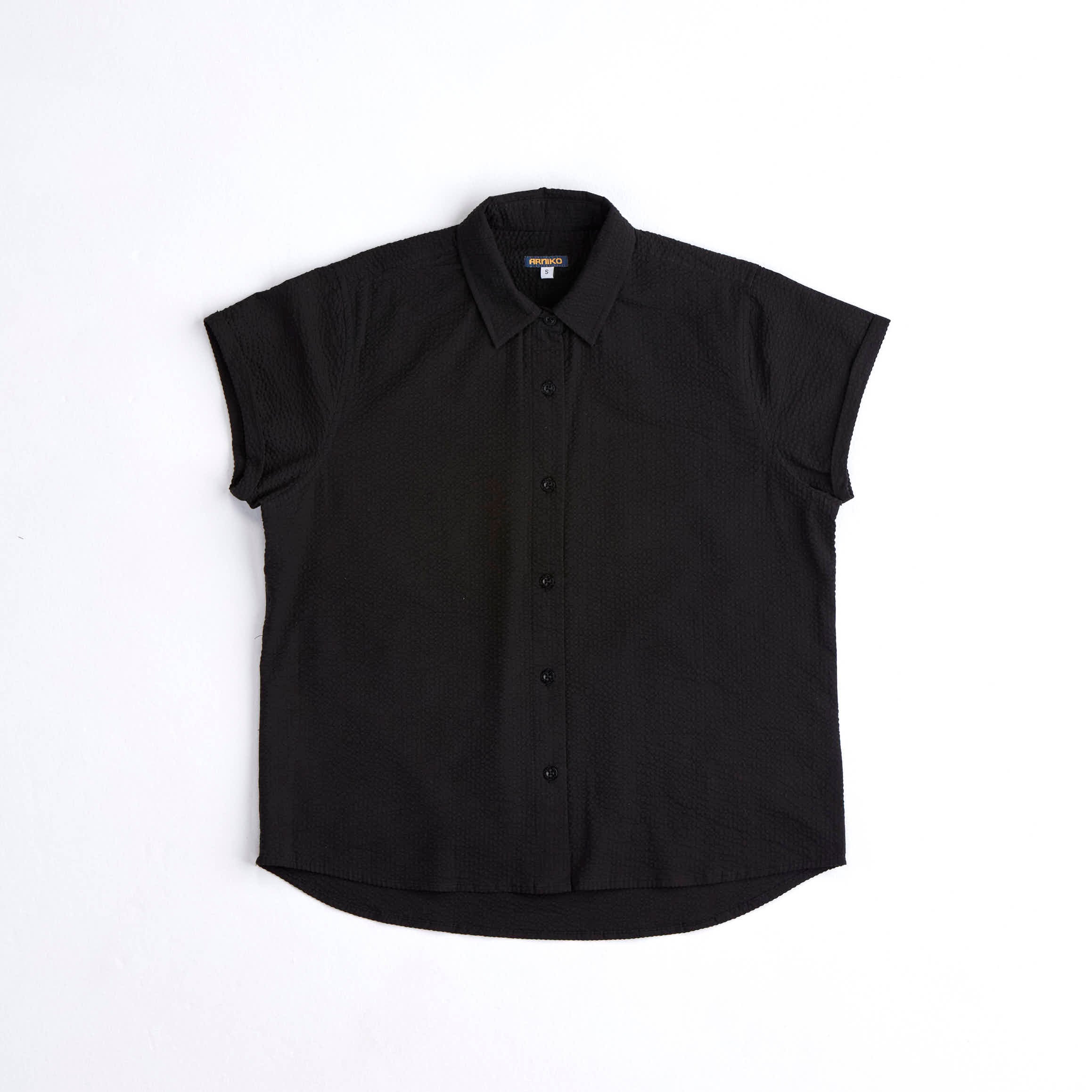 arniko-jo-shirt-black-seersucker-hemd-bio-baumwolle image 1