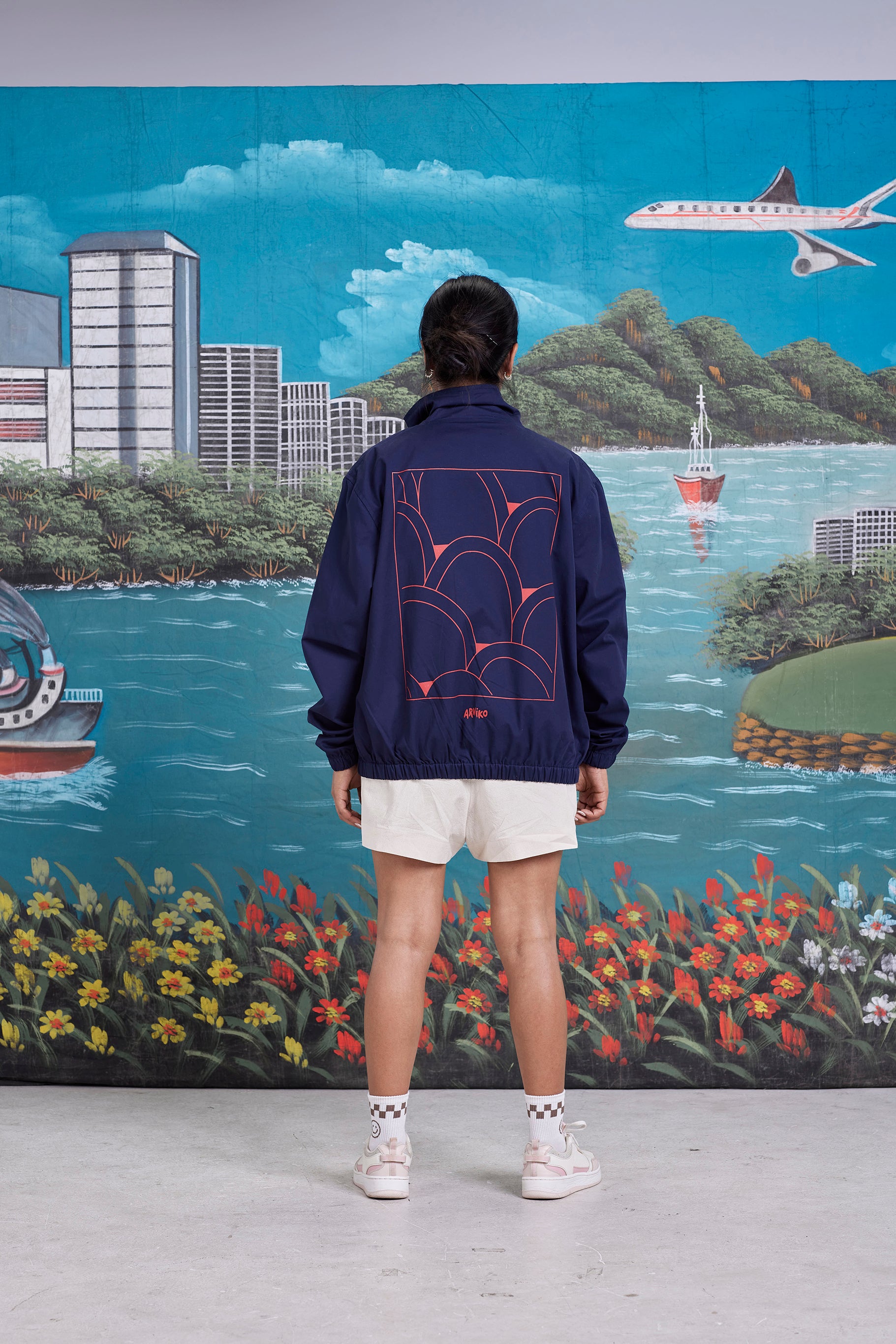arniko-summit-jacke-limestone-navy-bio-baumwolle image 2