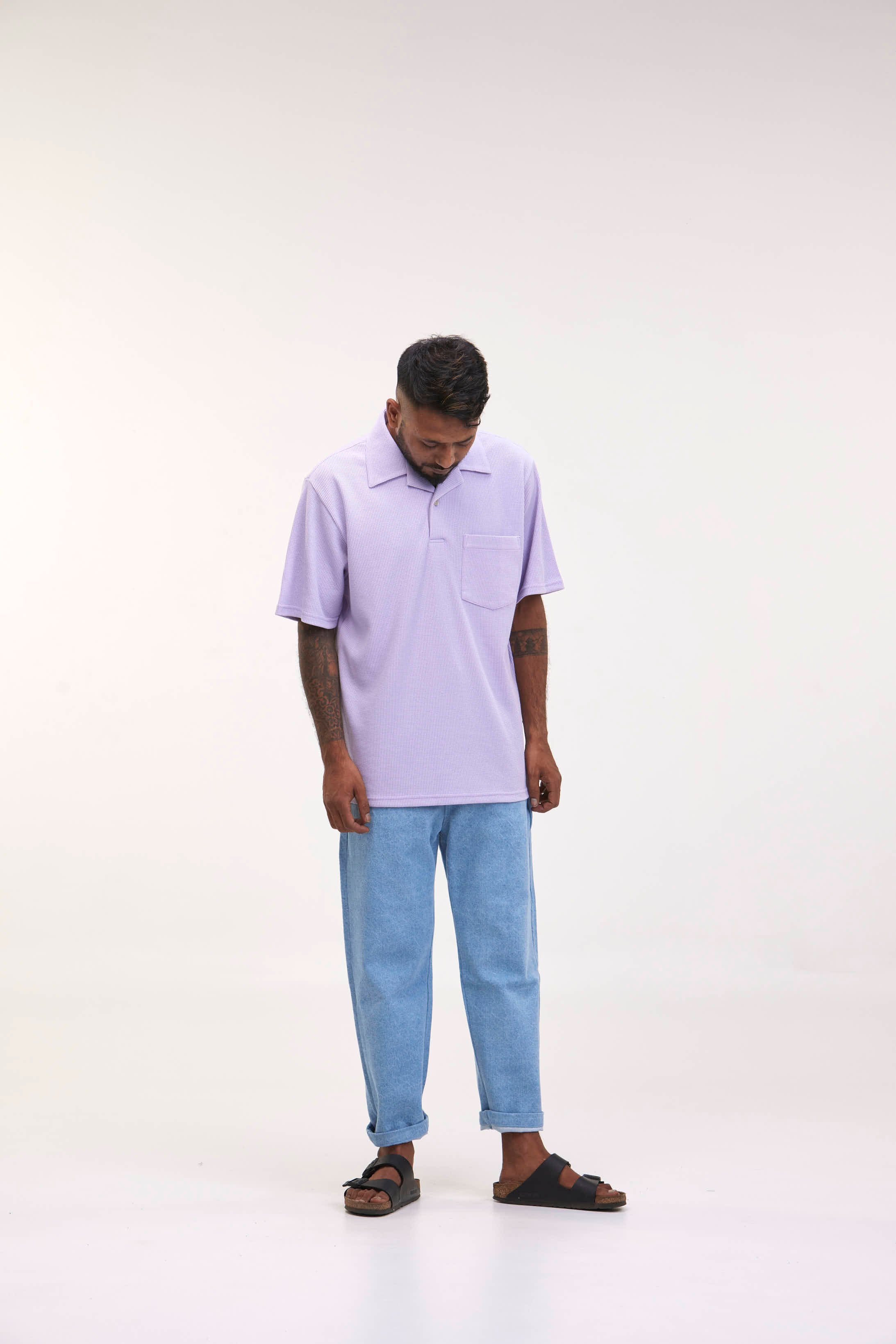 arniko-cricket-polo-violet-blue-waffle-baumwolle image 3