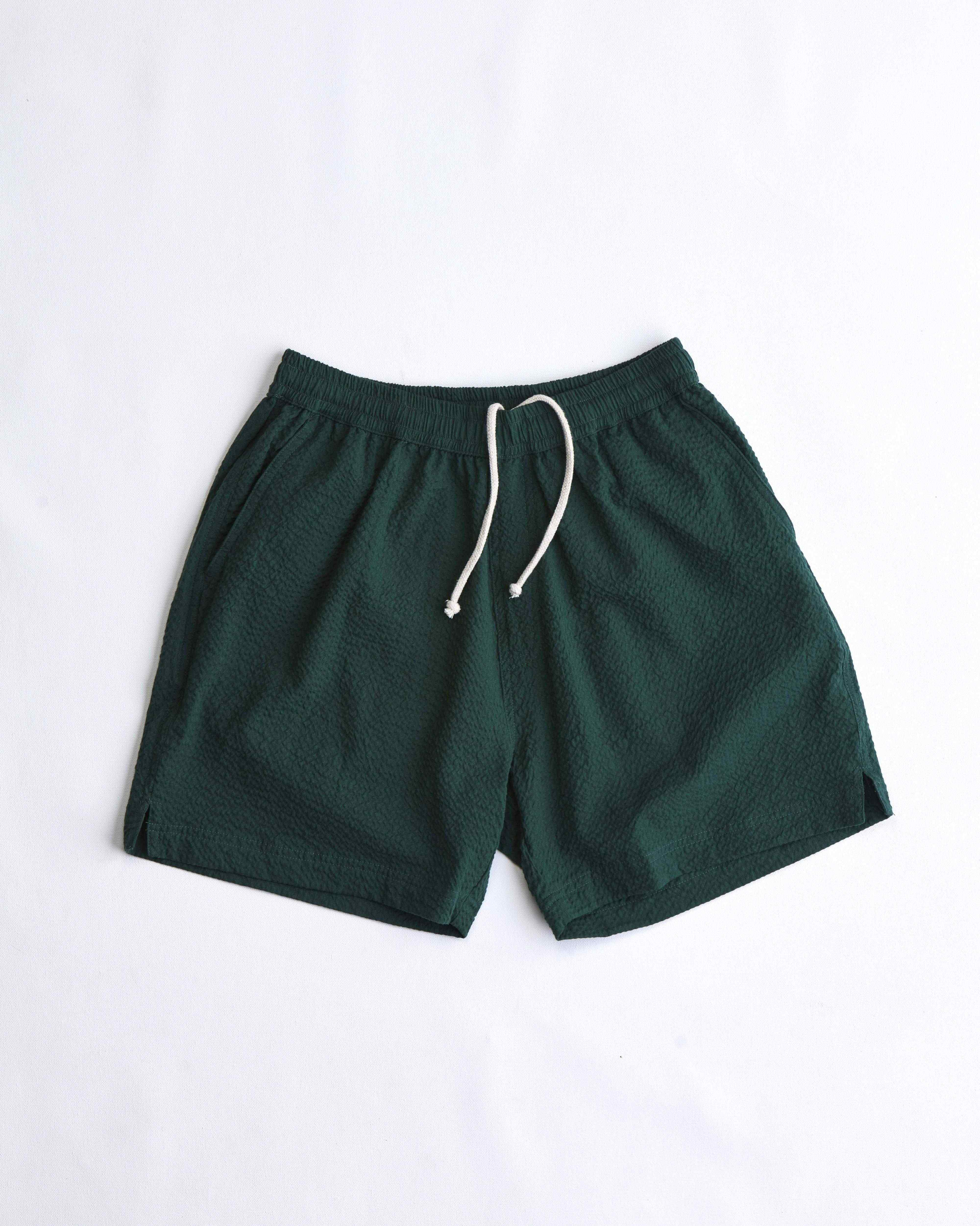 arniko-rishi-shorts-herren-gr-n-seersucker-bio-baumwolle image 1