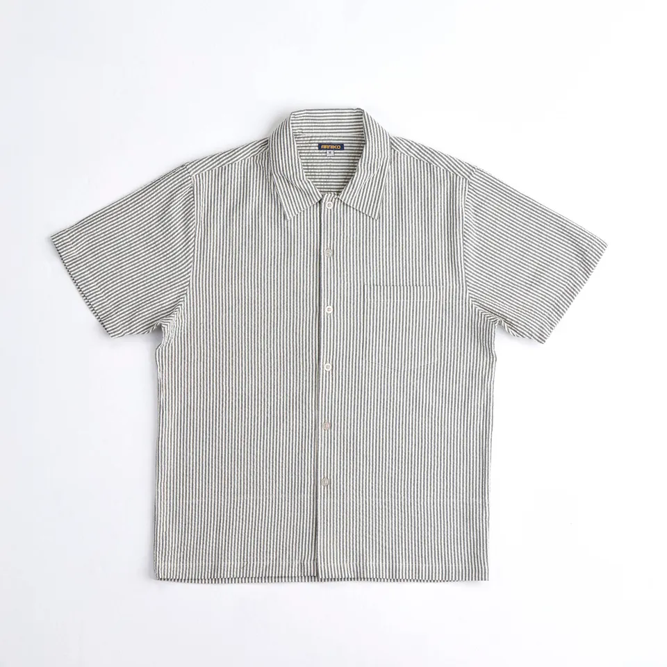 arniko-shirts-bobby-green-white-hemd-seersucker image 1